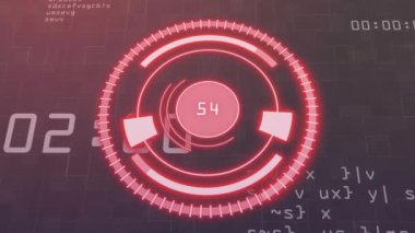 Kapsamlı tarama ve kara arkaplanda veri işleme animasyonu. Teknoloji, iş ve dijital arayüz kavramı, dijital olarak üretilen video.