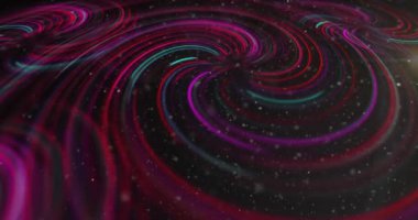 Siyah arkaplanda renkli spiral şekillerin animasyonu. Teknoloji, sosyal medya ve dijital arayüz kavramı, dijital olarak oluşturulmuş video.