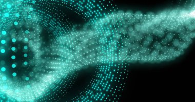 Siyah arkaplanda yanıp sönen yeşil ışık deseni. Soyut arkaplan ve dijital arayüz kavramı dijital olarak oluşturuldu.