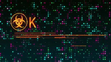 Beneklerin üzerine acil durum metni ve simgesi animasyonu. Küresel teknoloji ve dijital arayüz kavramı, dijital olarak oluşturulmuş video.