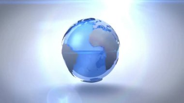 Dönen kürede hareket eden parlayan ışıkların animasyonu. Küresel bağlantılar, hesaplama ve veri işleme kavramı, dijital olarak oluşturulmuş video.