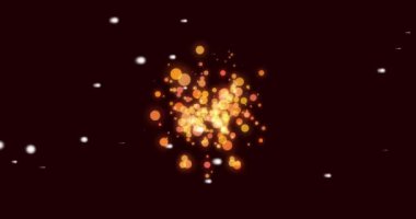 Siyah arka planda turuncu noktaların canlandırması. Teknoloji, renkler ve dijital arayüz konsepti, dijital olarak oluşturulmuş video.