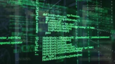 Bilgisayar sunucuları üzerinde dijital veri işleme animasyonu. Küresel bağlantılar, hesaplama ve veri işleme kavramı, dijital olarak oluşturulmuş video.