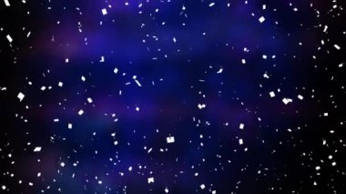 Koyu mavi ve mor arka planda düşen konfeti animasyonu. Kutlama, şenlikli, canlı, renkli, parti, etkinlik