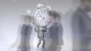 İş adamlarının hızlı bir şekilde alarma geçmesinin animasyonu. Küresel finans, iş dünyası, bağlantılar, bulut hesaplama ve veri işleme kavramı, dijital olarak oluşturulmuş video.