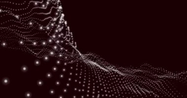 Siyah arkaplandaki ışık noktalarının canlandırması. Şekiller, renkler, desen ve arkaplan konsepti, dijital olarak oluşturulmuş video.