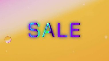 Baloncuklar ve turuncu şekiller üzerinde satılık metin animasyonu. Teknoloji, sosyal medya ve dijital arayüz kavramı, dijital olarak oluşturulmuş video.