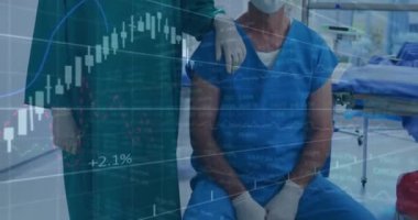 Çeşitli cerrahların istatistik ve veri işleme animasyonları. Küresel tıp, bağlantılar, hesaplama ve veri işleme kavramı, dijital olarak oluşturulmuş video.