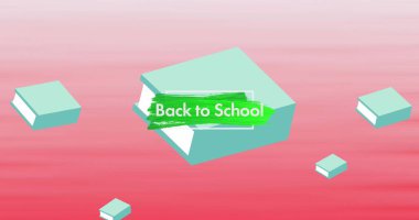 Image of back to school text over school items icons on red background. school, education and study concept digitally generated image. clipart