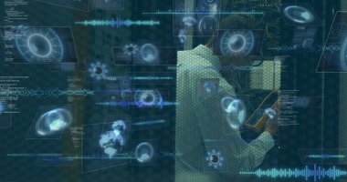 Veri işleme ve ızgara üzerinden bağlantı ağının resmi. Küresel bağlantılar iş dünyası dijital arayüz teknolojisi ve dijital olarak oluşturulan ağ konsepti.