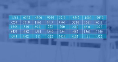 Ofisteki veri işleme merkezinin resmi. Küresel finans, iş, bağlantılar, hesaplama ve veri işleme kavramı dijital olarak oluşturuldu.