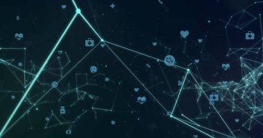 Bağlantı ağı üzerinden veri işleme resmi. Küresel ağlar, hesaplama ve veri işleme kavramı dijital olarak oluşturulmuş resim.