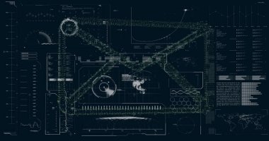 Siyah arkaplan üzerinden finansal veri işleme resmi. Küresel finans, iş, bağlantılar, hesaplama ve veri işleme kavramı dijital olarak oluşturuldu.
