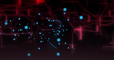 Siyah arkaplandaki bağlantıların üzerinde asma kilit simgesi olan kalkan animasyonu. Küresel bağlantılar, bilgisayar, çevrimiçi güvenlik ve dijital arayüz kavramı, dijital olarak oluşturulmuş video.