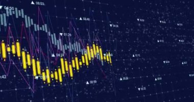 Siyah arka planda DNA ipliği üzerinde finansal veri işleme animasyonu. Küresel tıp, bilim, bilgisayar ve dijital arayüz kavramı, dijital olarak oluşturulmuş video.