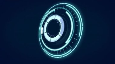 Siyah arkaplandaki tarama alanının animasyonu. Küresel teknoloji, bilgisayar ve dijital arayüz kavramı, dijital olarak oluşturulmuş video.