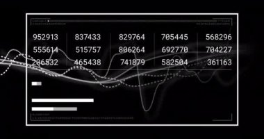 Diyagramlar üzerinden veri işleme animasyonu. Teknoloji, iş ve dijital arayüz kavramı, dijital olarak üretilen video.