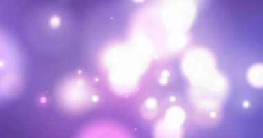 Mavi arkaplanda hareket eden parlak ışık lekelerinin canlandırması. Renk, ışık ve hareket konsepti, dijital olarak oluşturulmuş video.