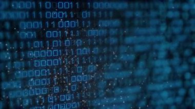 Siyah zemin üzerinde veri işleme üzerinde ışık noktalarının animasyonu. Küresel teknoloji, bilgisayar ve dijital arayüz kavramı, dijital olarak oluşturulmuş video.