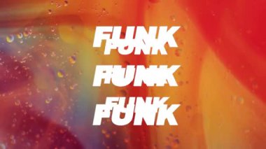 Turuncu baloncuklar üzerinde funk metnin animasyonu. Teknoloji, sosyal medya ve dijital arayüz kavramı, dijital olarak oluşturulmuş video.