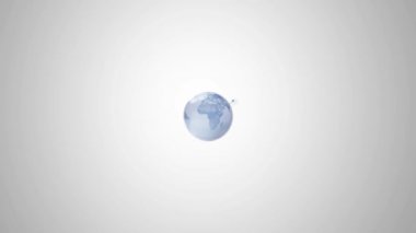 Beyaz arkaplan üzerinde bağlantıları olan dünyanın animasyonu. Küresel bağlantılar, hesaplama ve veri işleme kavramı, dijital olarak oluşturulmuş video.