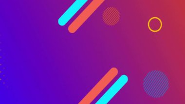Canlı arkaplanda hareket eden soyut şekillerin animasyonu. Renk, desen, şekil ve hareket konsepti, dijital olarak oluşturulmuş video.
