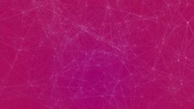 Pembe arka plandaki bağlantı ağının animasyonu. Küresel bağlantılar, hesaplama ve veri işleme kavramı, dijital olarak oluşturulmuş video.