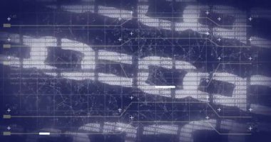 Veri işleme ve hareket eden şekillerin üzerindeki zincirlerin animasyonu. Teknoloji, iş ve dijital arayüz kavramı, dijital olarak üretilen video.