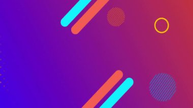 Mordan pembe arka plana hareket eden canlı soyut şekillerin animasyonu. Renk, desen, şekil ve hareket konsepti, dijital olarak oluşturulmuş video.