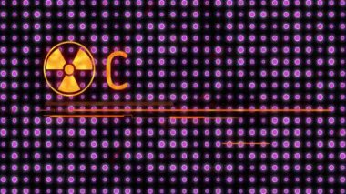 Noktalar üzerinde uyarı metni ve simgesi canlandırması. Küresel teknoloji ve dijital arayüz kavramı, dijital olarak oluşturulmuş video.