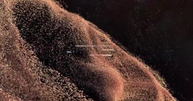 Soyut dalgalar oluşturuyorlar, karanlık arkaplan üzerinde dijital animasyondaki parçacıklar. hareket