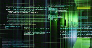 Karanlık bilgisayar sunucu odasında şebeke ve veri işleme. İletişim, bilgi işleme ve dijital arayüz teknolojisi, dijital olarak oluşturulmuş görüntü.