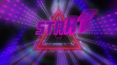 Dijital tünel üzerinden başlatılan metnin canlandırması. Sosyal medya, teknoloji ve dijital arayüz kavramı dijital olarak oluşturulmuş video.