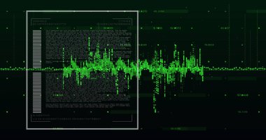 Grafiklerin resmi, çubuklar, veriler ve siyah arkaplan üzerinde değişen numaralar. Dijital olarak üretilmiş, hologram, illüstrasyon, büyüme, ilerleme, rapor ve iş kavramı.