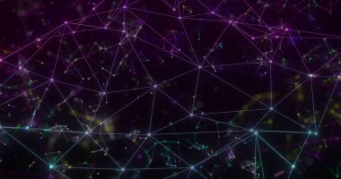 Şekiller üzerinden bağlantı ağının resmi. Küresel teknoloji ve dijital arayüz kavramı, dijital olarak oluşturulmuş görüntü.