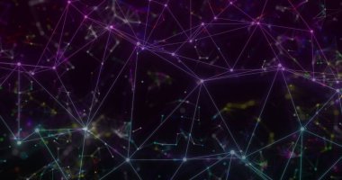 Şekiller üzerinden bağlantı ağının resmi. Küresel teknoloji ve dijital arayüz kavramı, dijital olarak oluşturulmuş görüntü.