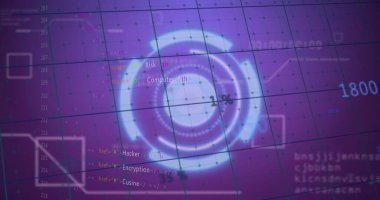 Mavi arkaplanda veri işleme resmi. küresel iş ve dijital arayüz kavramı dijital olarak oluşturulmuş görüntü.