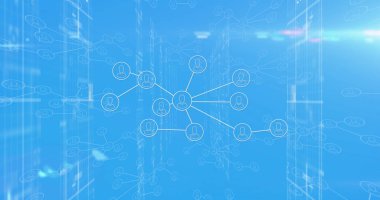Veri işleme üzerine ortam simgelerinin resmi. Bulut hesaplama ve dijital arayüz konsepti dijital olarak oluşturuldu.