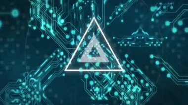 Beyaz üçgenler üzerinden bağlantı ağının animasyonu. Teknoloji, iş ve dijital arayüz kavramı, dijital olarak üretilen video.