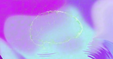 Soyut mor ve mavi arka planda parlayan dairesel bir animasyon. Fütürist, teknoloji, dijital, canlı, neon, gradyan