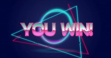 Geometrik şekiller, oklar ve dairelerle gradyan arkaplan üzerinde animasyon oluşturur. Soyut, geometri, tasarım, desen, vektör, fütüristik