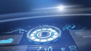 Veri tabloları ve grafik animasyonlarıyla gelecekçi dijital arayüz. Teknoloji, yenilik, veri analizi, analitik, bilgi, kullanıcı arayüzü