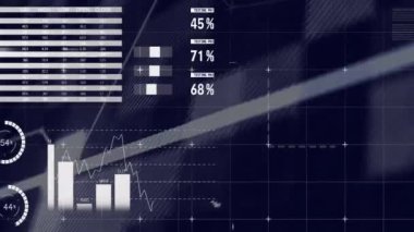 Dünya haritalı grafikler ve grafikler üzerinden küresel veri analizi. istatistik, görselleştirme, iş, teknoloji, finans, eğilimler