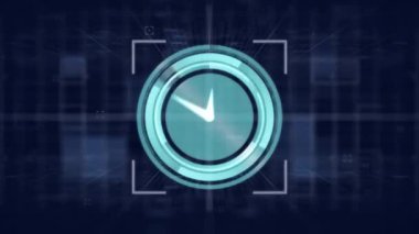 Fütürist veri işleme arkaplanı üzerinde dijital saat canlandırılıyor. Teknoloji, animasyon, yenilik, siber, yüksek teknoloji