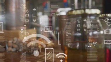 Veri analizi ve performans ölçümleri kahve demleyen kişinin animasyonu. teknoloji, görselleştirme, gösterge paneli, grafikler, istatistik, modern konsept