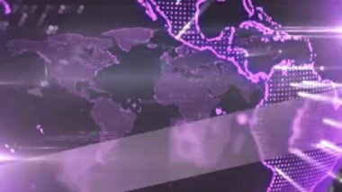 Dijital küre ve veri canlandırma animasyonlu dünya haritası. Teknoloji, ağ, küresel, geleceksel, analitik, bilgi