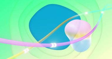 Renkli soyut şekiller ve çizgiler yeşil gradyan üzerinde animasyon. canlı, dinamik, akıcı, dijital, tasarım, hareket