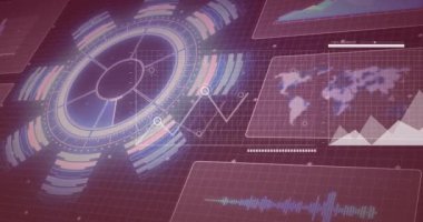 Veri görselleştirmeleri ile gelecekteki arayüzün üzerindeki grafikler ve çizelgeler. Teknoloji, analitik, dijital, bilgi, holografik, gösterge paneli