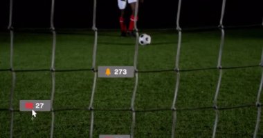 Futbolcuların topa vurmasıyla ilgili sosyal medya bilgilendirmeleri. Futbol, teknoloji, dijital, puanlama, spor