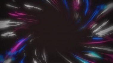 Animasyondaki karanlık merkezden renkli ışık demetleri yayıyor. Soyut, renkler, canlı, hareket, tasarım konsepti